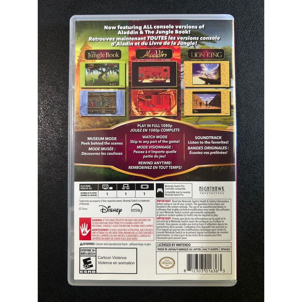 Disney Classic Games Collection Nintendo Switch Aladdin Lion King w Box UNTESTED - Picture 2 of 4